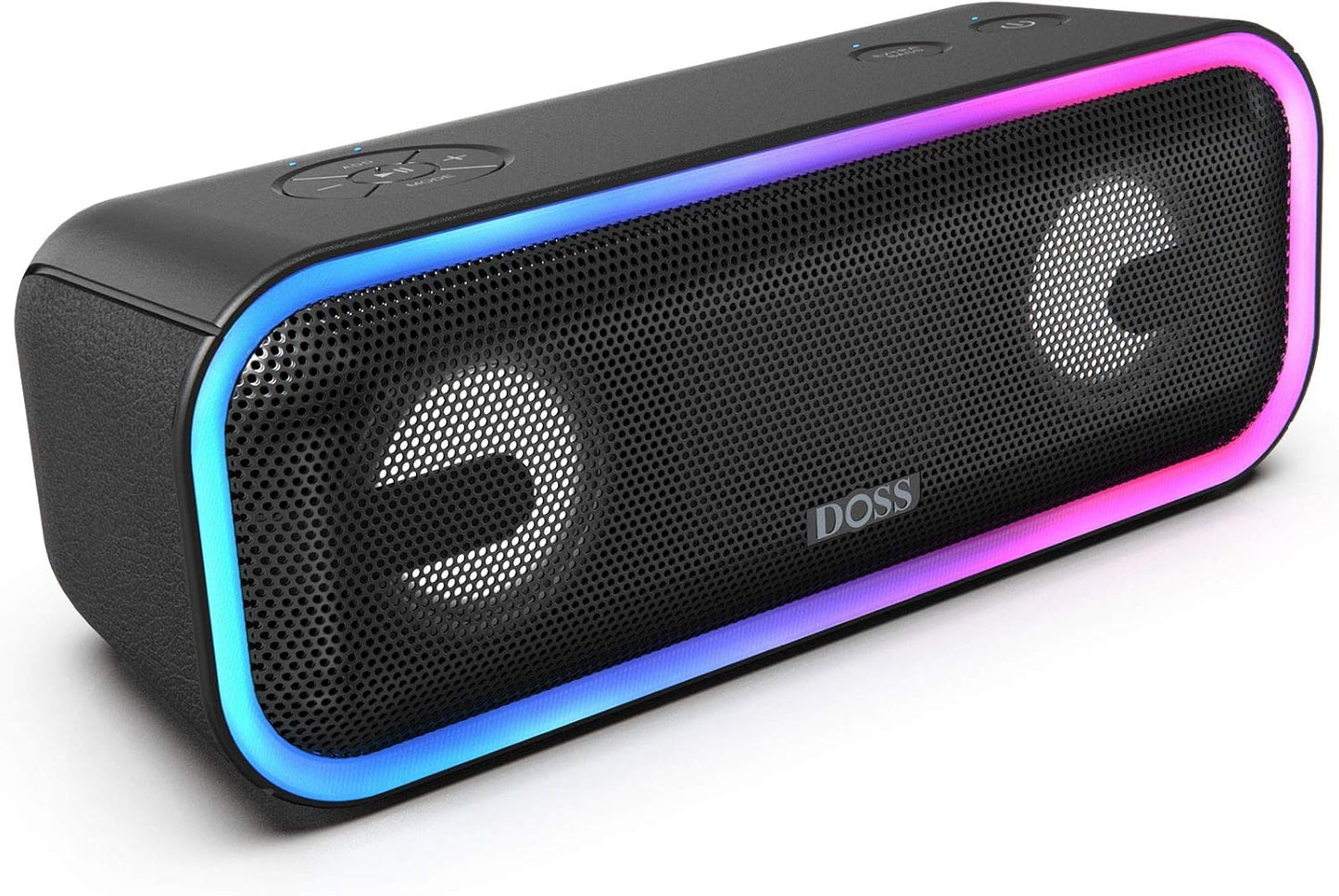 Bluetooth Speaker, Soundbox Pro+ Wireless Pairing Speaker with 24W Stereo Sound, Punchy Bass, IPX6 Waterproof, 15Hrs Playtime, Multi-Colors Lights, for Home,Outdoor-Black