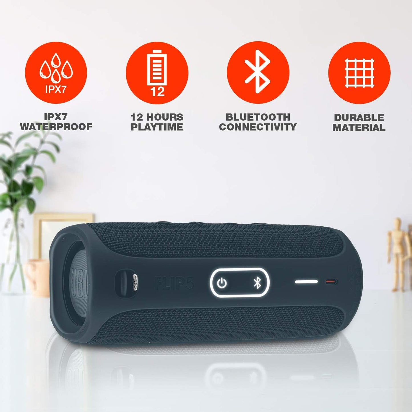 FLIP 5 Portable Wireless Bluetooth Speaker IPX7 Waterproof On-The-Go Bundle with Authentic Boomph Hardshell Protective Case - Blue